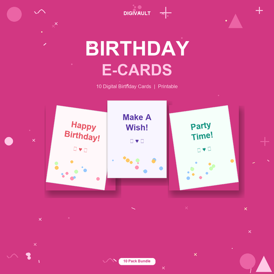 Birthday E-Card | Digital Birthday Card| Printable | 10 Packs