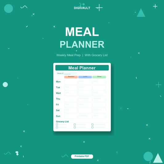 Weekly Meal Planner Printable - Aesthetic Meal Prep Organizer with Grocery List